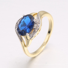 bisutería chapada en oro espinela piedra azul forma de la flor logotipo personalizado anillo